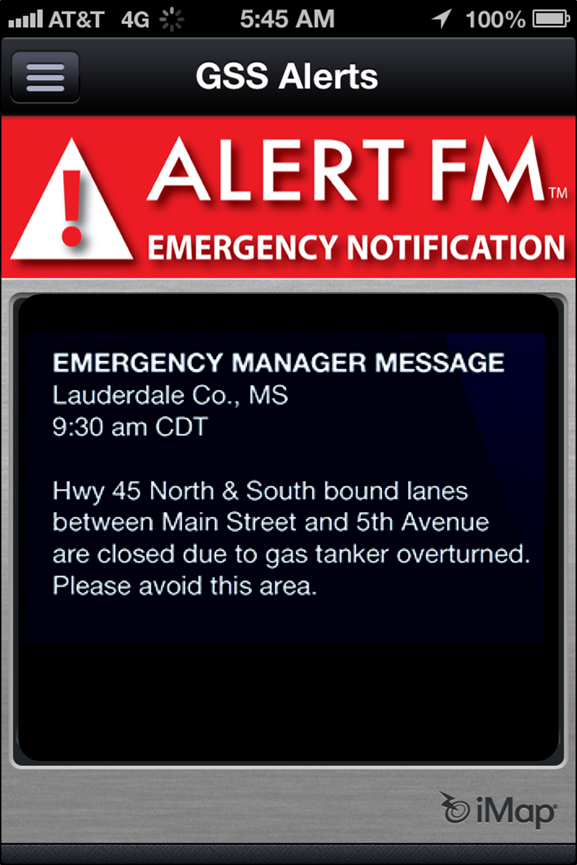 ALERT FM App Notification Message