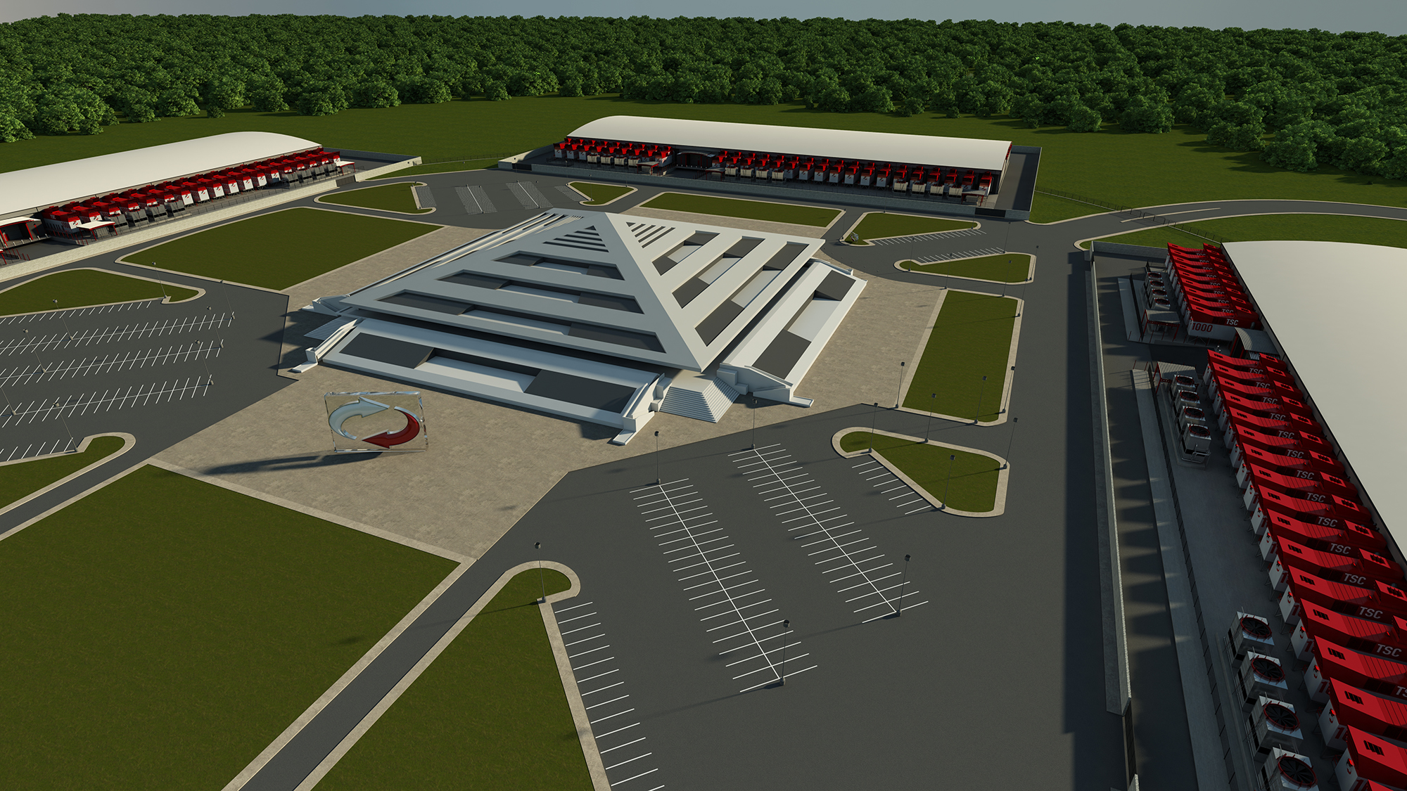 A Switch rendering of the Steelcase Pyramid project in Michigan